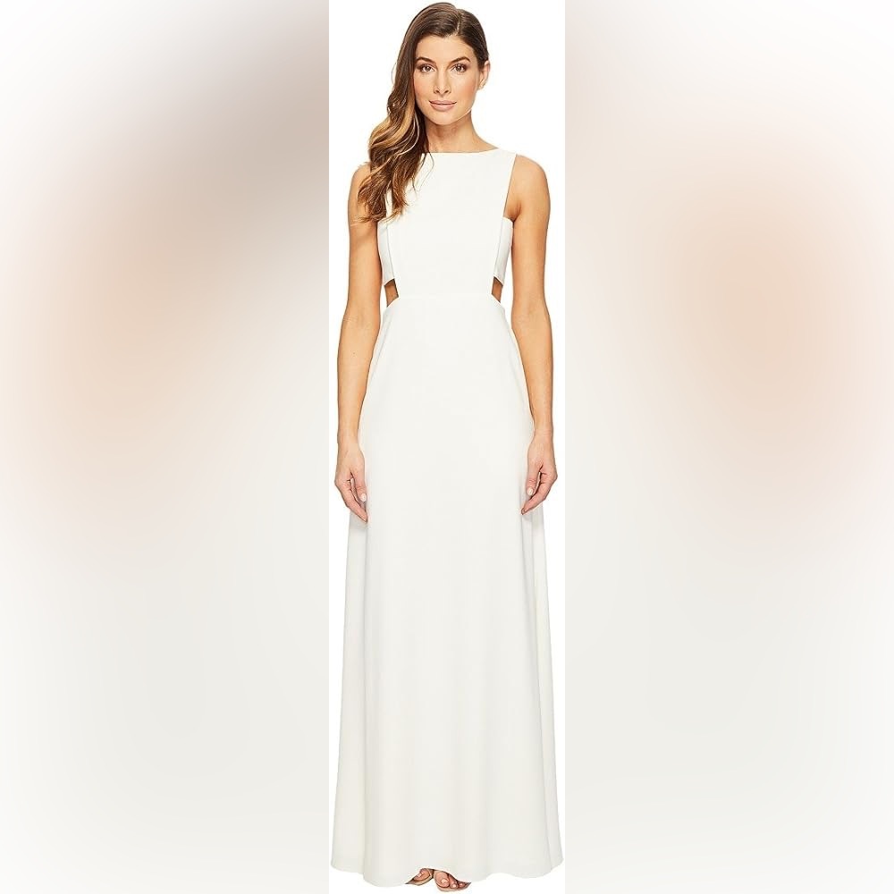 Jill Jill Stuart White High Neck Cut Out Gown